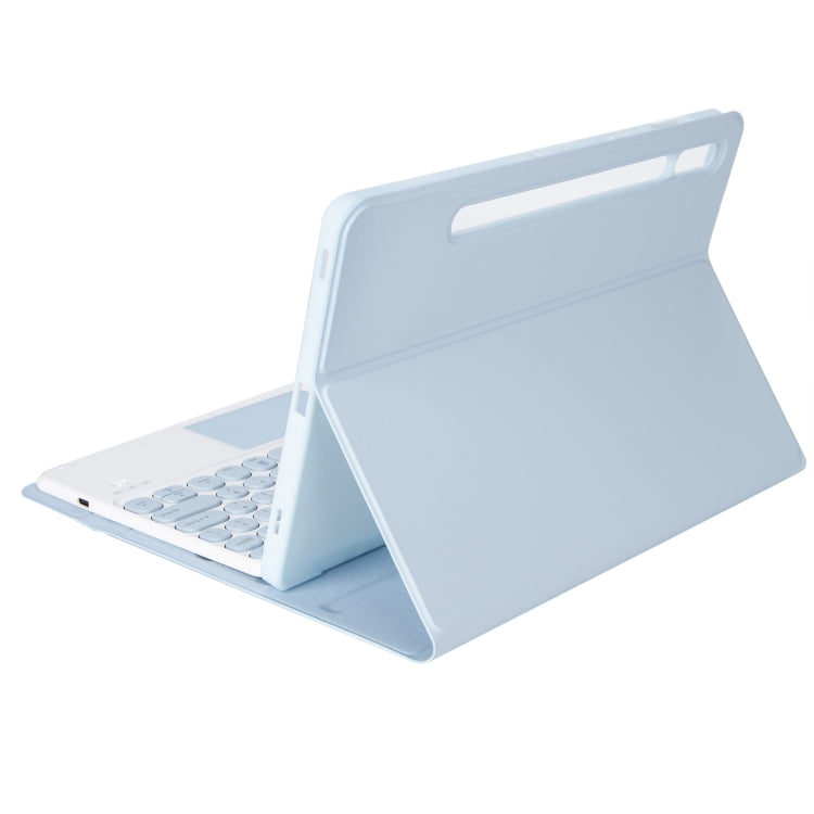 YA700B-A Candy Color Skin Feel Texture Round Keycap Bluetooth Keyboard Leather Case with Touchpad For Samsung Galaxy Tab S8 11 inch SM-X700 / SM-X706 & S7 11 inch SM-X700 / SM-T875(White Ice) - Samsung Keyboard by PMC TechLife | Online Shopping South Africa | PMC TechLife