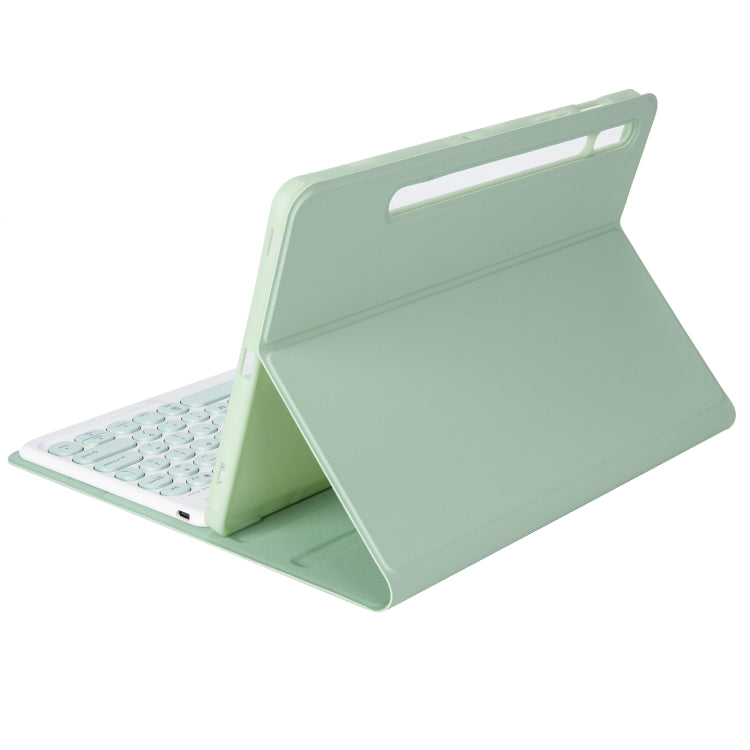 YA700B Candy Color Skin Feel Texture Round Keycap Bluetooth Keyboard Leather Case For Samsung Galaxy Tab S8 11 inch SM-X700 / SM-X706 & S7 11 inch SM-X700 / SM-T875(Light Green) - Samsung Keyboard by PMC TechLife | Online Shopping South Africa | PMC TechLife