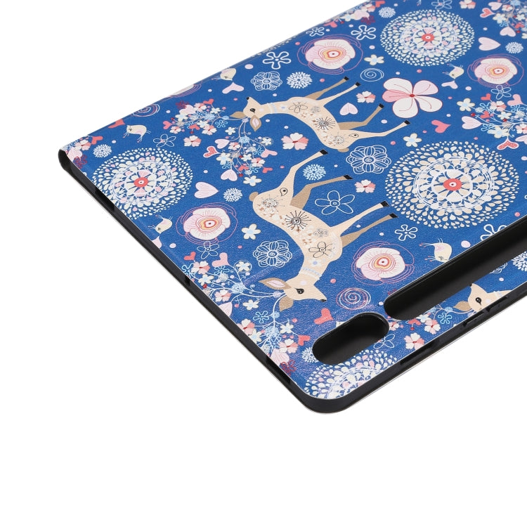For Samsung Galaxy Tab S8 / Tab S7 Painted Voltage Pen Slot Tablet Smart Case(Blue Elk) - Galaxy Tab S8 Cases by PMC TechLife | Online Shopping South Africa | PMC TechLife