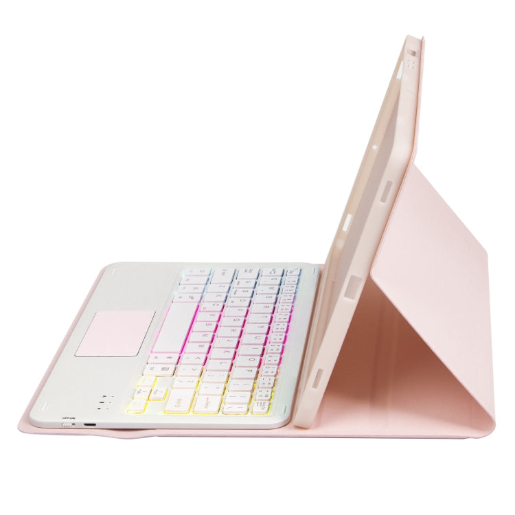 T098B-AS Skin Feel Pen Slot Touch Pad Backlight Bluetooth Keyboard Leather Tablet Case For iPad Air 11 2025 / 2024 / Air 4 10.9 2020 / Air 5 10.9 2022 (Pink) - For iPad Air by PMC Jewellery | Online Shopping South Africa | PMC Jewellery | Buy Now Pay Later Mobicred
