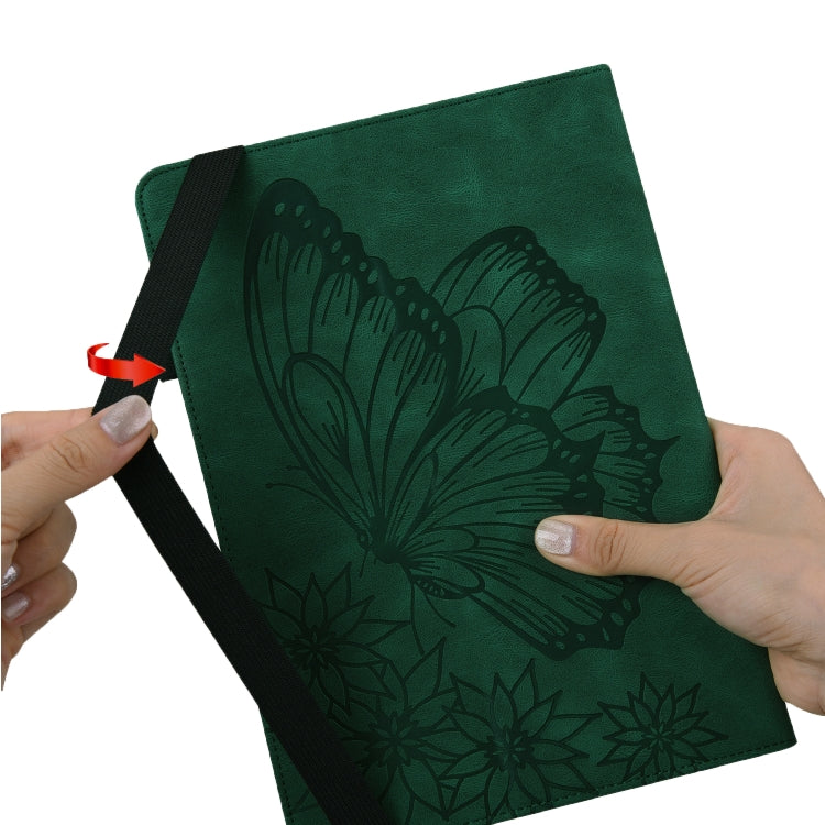 For Realme Pad Big Butterfly Embossed Leather Tablet Case(Green) - Realme by PMC TechLife | Online Shopping South Africa | PMC TechLife | Buy Now Pay Later Mobicred