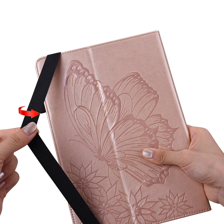 For Amazon Kindle Fire HD 10 / 10 Plus 2021 Big Butterfly Embossed Leather Tablet Case(Rose Gold) - Amazon by PMC TechLife | Online Shopping South Africa | PMC TechLife | Buy Now Pay Later Mobicred