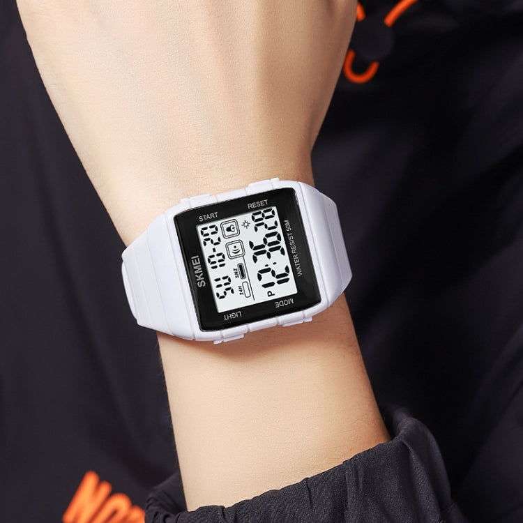 SKMEI 1960 Stainless Steel Buckle Silicone Strap Waterproof Electronic Watch(Blue) - free shipping - PMC TechLife - Order now!