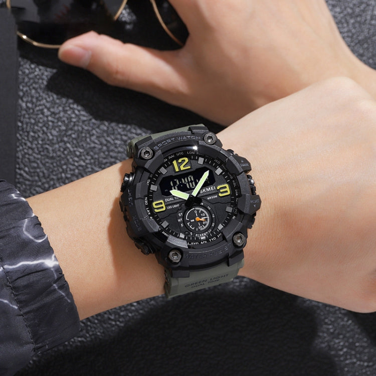 SKMEI 1965 Stainless Steel Buckle PU Strap Waterproof Electronic Watch(Army Green Camouflage) - free shipping - PMC TechLife - Order now!