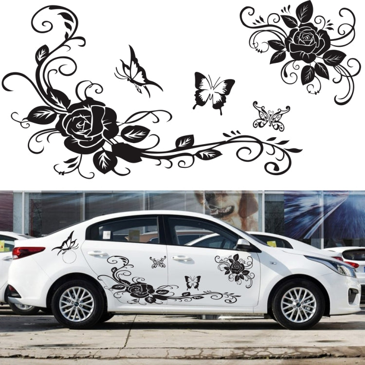 2 PCS/Set D-72 Butterfly Love Flower Pattern Car Modified Decorative Sticker(Yellow) - free shipping - PMC TechLife - Order now!