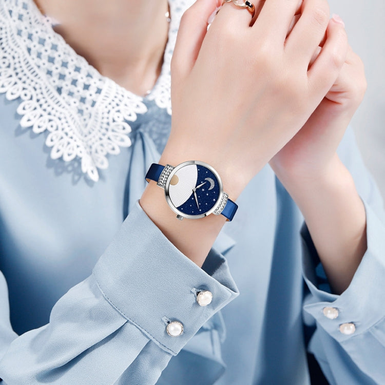 SKMEI 9279 Stainless Steel Buckle Genuine Leather Strap Waterproof Quartz Watch(Pink) - free shipping - PMC TechLife - Order now!