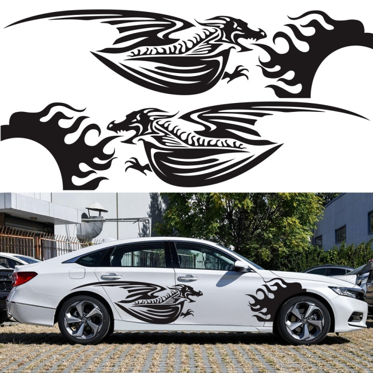 2 PCS/Set D-489 Fire-breathing Dragon Pattern Car Modified Decorative Sticker(Yellow) - Decorative Sticker by PMC TechLife | Online Shopping South Africa | PMC TechLife | Buy Now Pay Later Mobicred