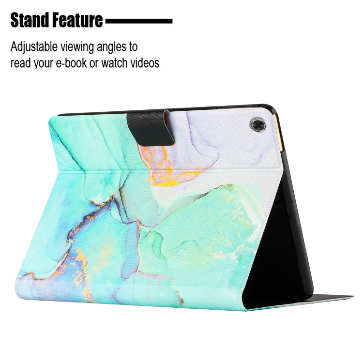 For Lenovo M10 Plus Marble Pattern Smart Leather Tablet Case(Green) - Lenovo by PMC TechLife | Online Shopping South Africa | PMC TechLife | Buy Now Pay Later Mobicred