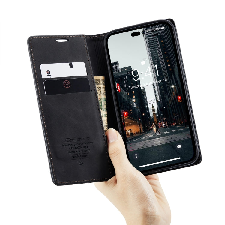 For iPhone 14 Pro CaseMe-013 Multifunctional Retro Frosted Leather Phone Case(Black) - free shipping - PMC TechLife - Order now!