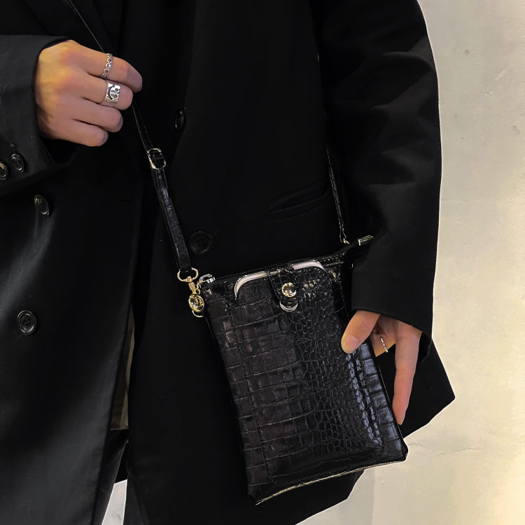 Stone Texture Card Holder Mobile Phone Zipper Bag with Long Strap(Pink) - by PMC TechLife | Online Shopping South Africa | PMC TechLife | Buy Now Pay Later Mobicred