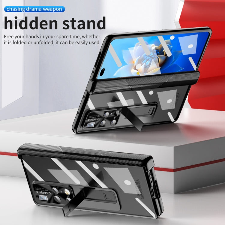 For Huawei Mate X2 Magnetic Hinges Plating Phone Case with Holder(Black) - Huawei Cases by PMC TechLife | Online Shopping South Africa | PMC TechLife | Buy Now Pay Later Mobicred