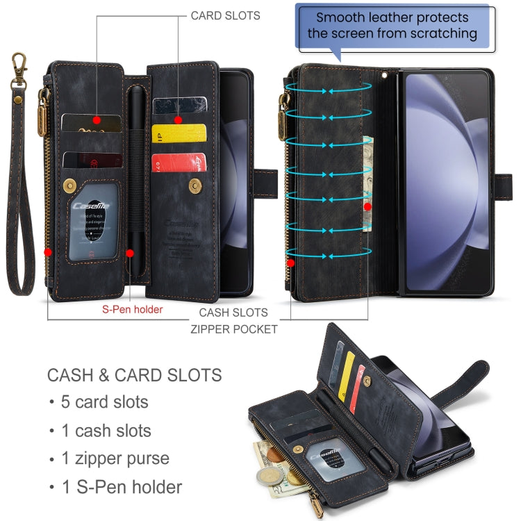 For Samsung Galaxy Z Fold5 CaseMe C30 Multifunctional Card Slots Zipper Phone Leather Phone Case(Black) - free shipping - PMC Jewellery - Order now!