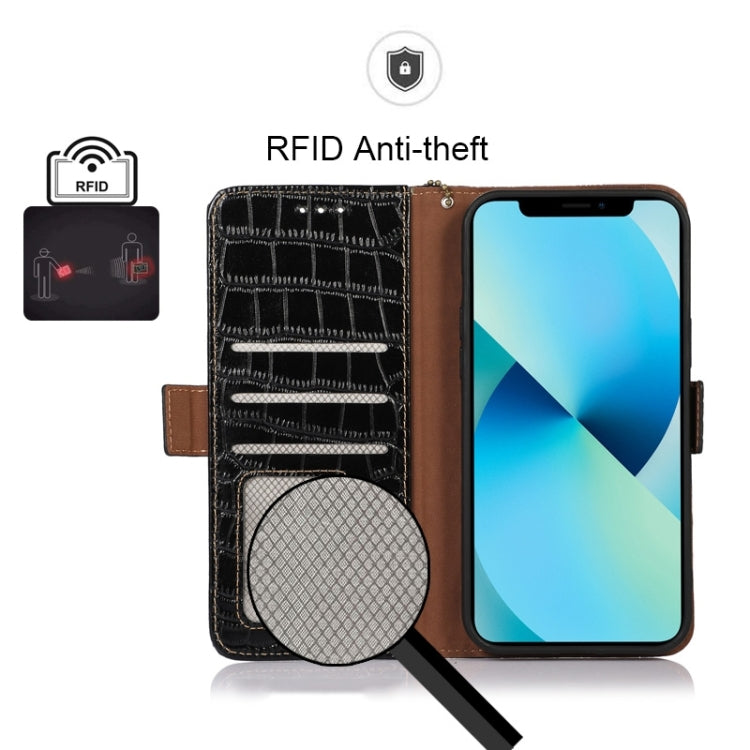 For Motorola Moto G32 Crocodile Top Layer Cowhide Leather Phone Case(Black) - Motorola Cases by PMC TechLife | Online Shopping South Africa | PMC TechLife | Buy Now Pay Later Mobicred