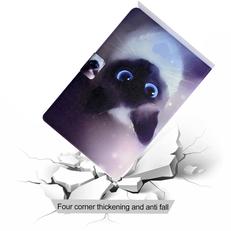 For Amazon Kindle Fire 7 2022 Electric Horizontal Flat Painted Leather Tablet Case(Blue Eyed Cat) - Amazon by PMC TechLife | Online Shopping South Africa | PMC TechLife | Buy Now Pay Later Mobicred
