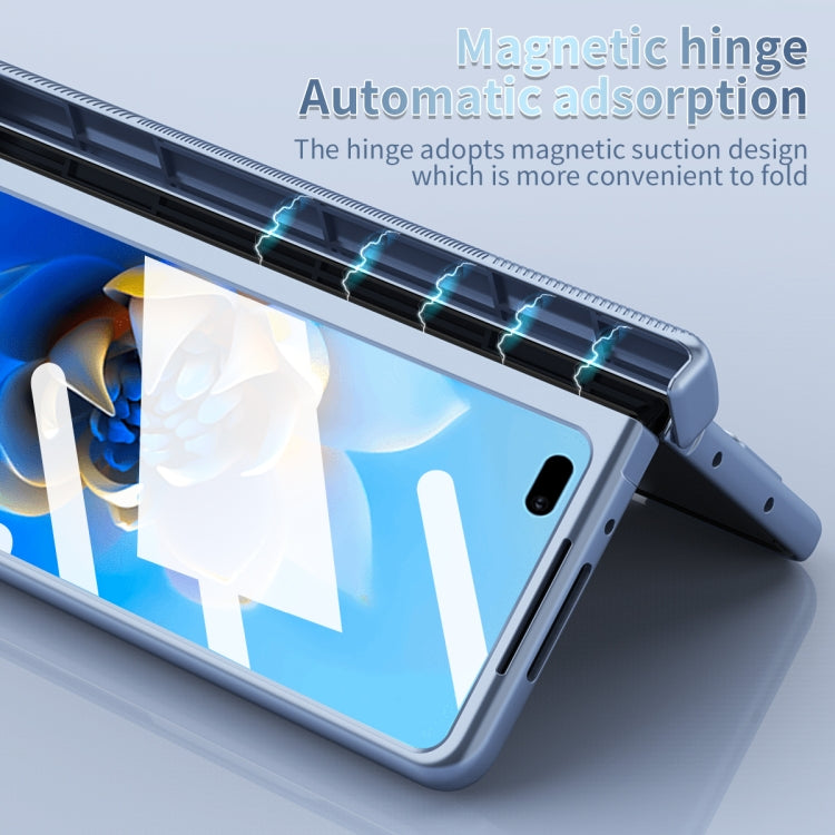 For Huawei Mate X2 Electroplating Hinged Folding Phone Case with S Pen Fold Edtion(Blue) - Huawei Cases by PMC TechLife | Online Shopping South Africa | PMC TechLife | Buy Now Pay Later Mobicred