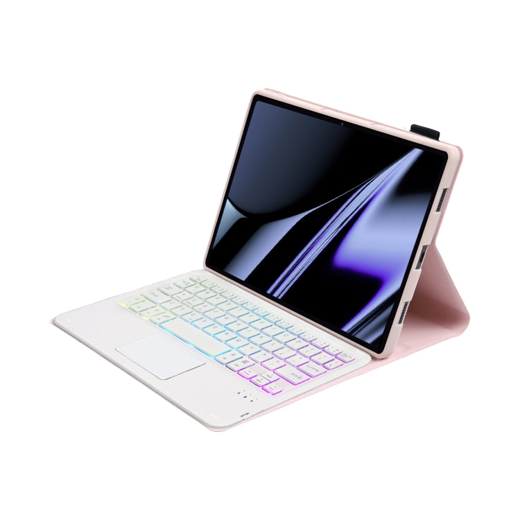 OP11-AS Lambskin Texture Ultra-thin Bluetooth Keyboard Leather Case with Touchpad & Backlight For OPPO Pad 11 inch(Pink) - Others Keyboard by PMC TechLife | Online Shopping South Africa | PMC TechLife