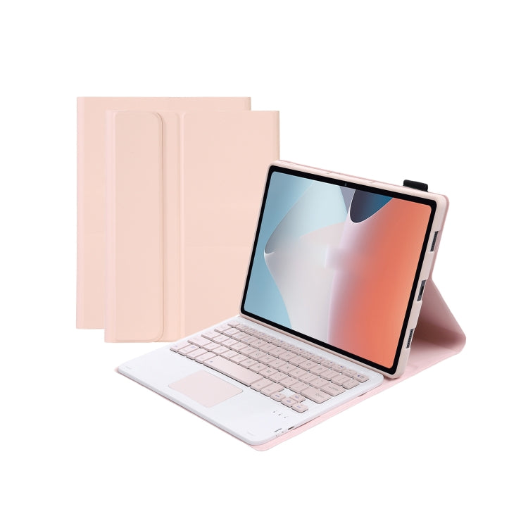 OP12-A Lambskin Texture Ultra-thin Bluetooth Keyboard Leather Case with Touchpad For OPPO Pad Air 10.4 inch(Pink) - OPPO Keyboard by PMC TechLife | Online Shopping South Africa | PMC TechLife | Buy Now Pay Later Mobicred