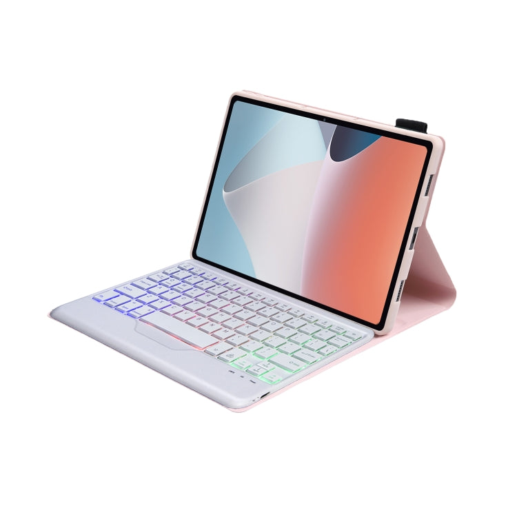 OP12-BS Lambskin Texture Ultra-thin Bluetooth Keyboard Leather Case with Backlight For OPPO Pad Air 10.4 inch(Pink) - Others Keyboard by PMC TechLife | Online Shopping South Africa | PMC TechLife