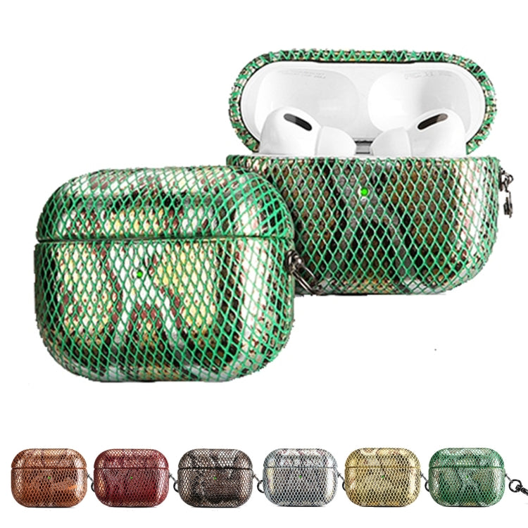 J01 Mesh Snakeskin Headphone Case For AirPods Pro(Gold) - For AirPods Pro by PMc TechLife | Online Shopping South Africa | PMc TechLife | Buy Now Pay Later Mobicred