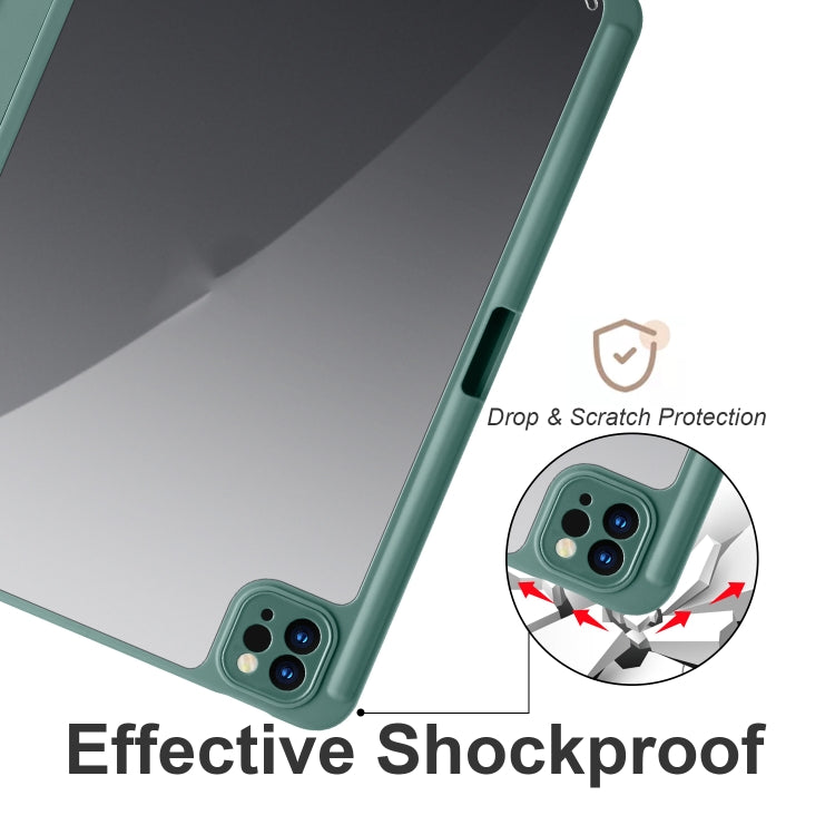 For iPad Air 13 2024 / Pro 12.9 2022 / 2021 / 2020 / 2018 Acrylic 3-folding Smart Leather Tablet Case(Dark Green) - free shipping - PMC TechLife - Order now!