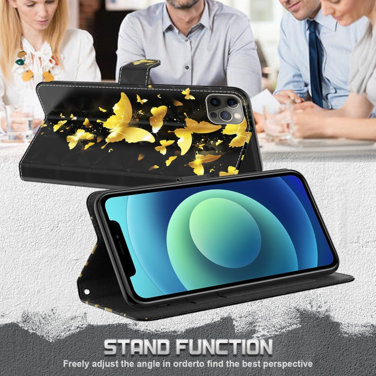 For OPPO Reno7 5G/Find X5 Lite 3D Painting Pattern TPU + PU Leather Phone Case(Gold Butterfly) - OPPO Cases by PMC TechLife | Online Shopping South Africa | PMC TechLife | Buy Now Pay Later Mobicred