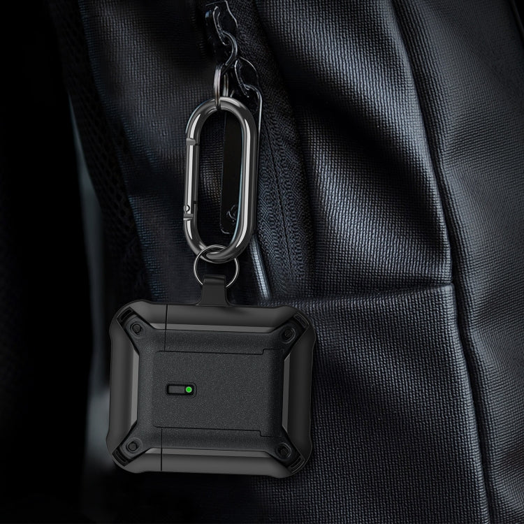 For AirPods 1 / 2 Sliding Buckle Wireless Earphone Protective Case with Hook(Black Yellow) - For AirPods 1/2 by PMC Jewellery | Online Shopping South Africa | PMC Jewellery | Buy Now Pay Later Mobicred