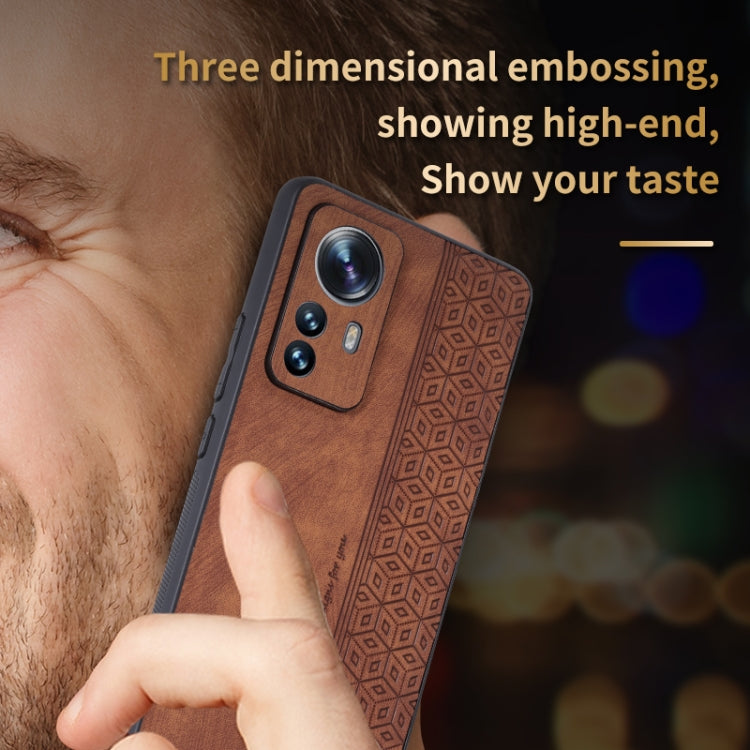 For Xiaomi 12 Pro / 12S Pro AZNS 3D Embossed Skin Feel Phone Case(Brown) - Xiaomi Cases by AZNS | Online Shopping South Africa | PMC TechLife | Buy Now Pay Later Mobicred
