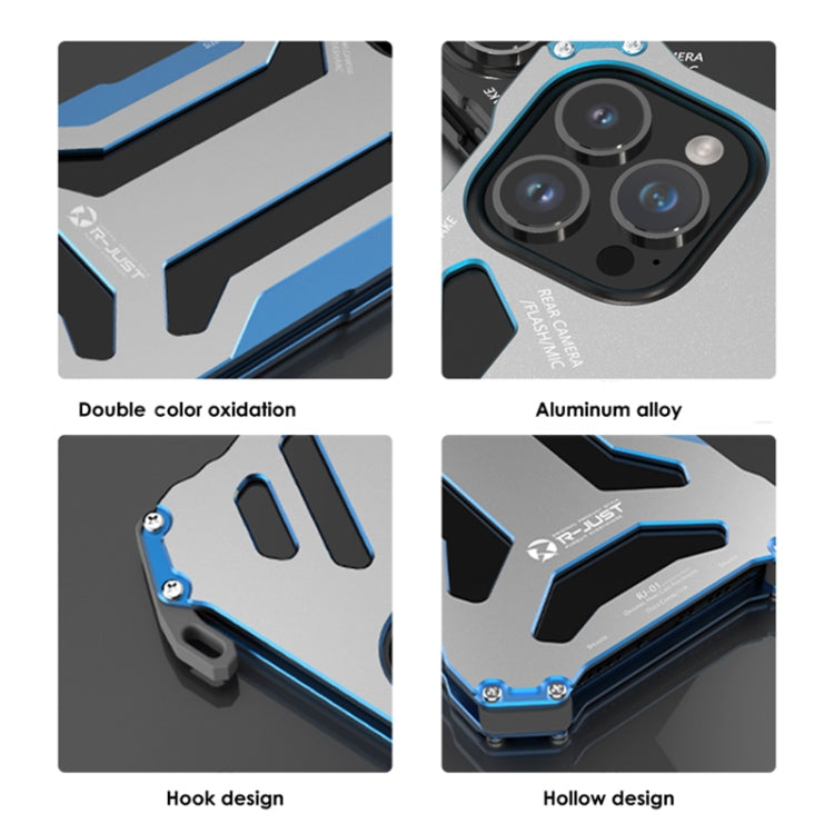 For iPhone 14 R-JUST RJ17 Shockproof Armor Metal Phone Case(Blue) - free shipping - PMC TechLife - Order now!