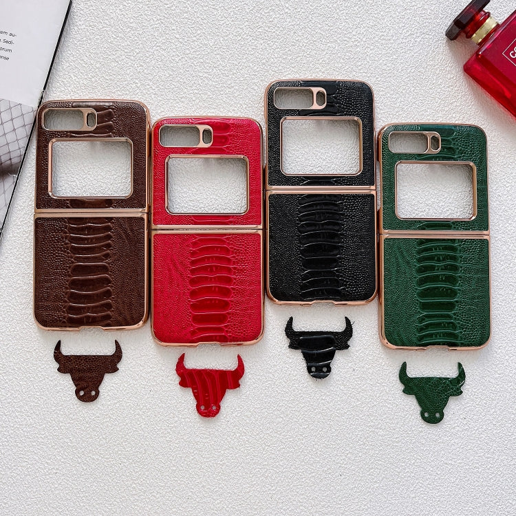 For Motorola Moto Razr 2022 Genuine Leather Weilai Series Nano Plating Phone Case(Coffee) - Motorola Cases by PMC TechLife | Online Shopping South Africa | PMC TechLife | Buy Now Pay Later Mobicred