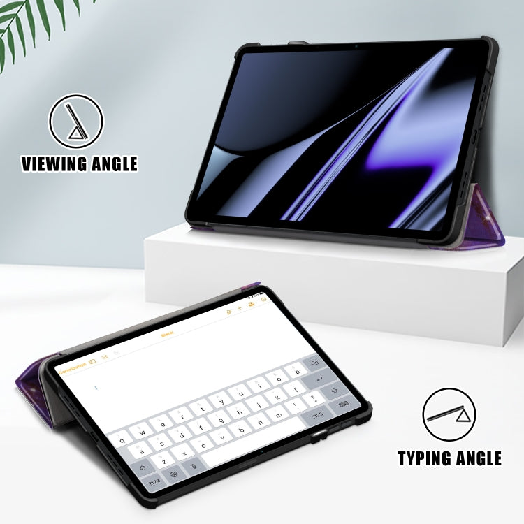 For OPPO Pad 11 inch 3-folding Magnetic Buckle Coloured Drawing Leather Tablet Case(Milky Way) - OPPO by PMC TechLife | Online Shopping South Africa | PMC TechLife | Buy Now Pay Later Mobicred