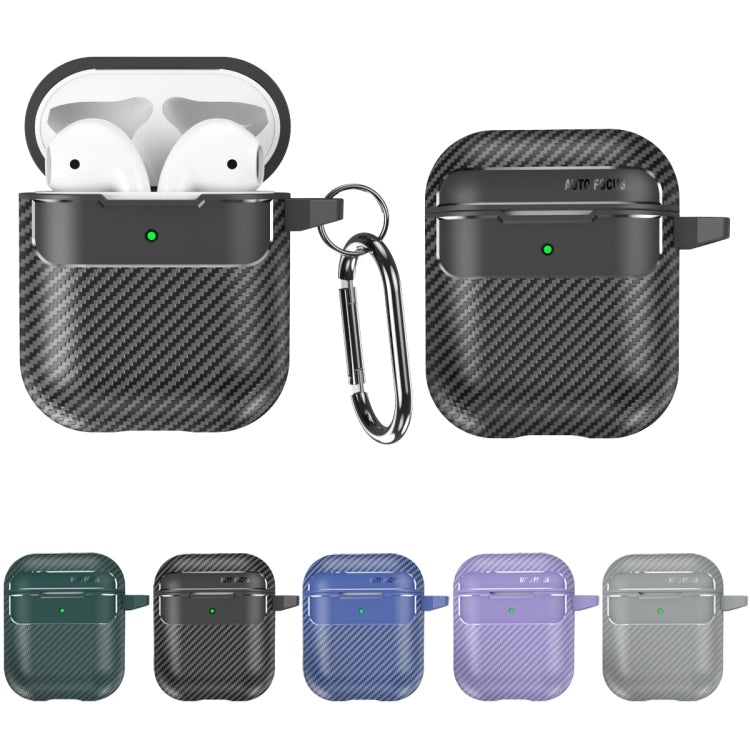 For AirPods 1 / 2 Carbon Fiber Texture Anti-fall Earphone Protective Case(Purple) - For AirPods 1/2 by PMC Jewellery | Online Shopping South Africa | PMC Jewellery | Buy Now Pay Later Mobicred