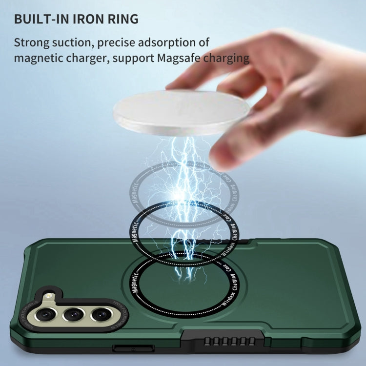 For Samsung Galaxy S21 FE 5G MagSafe Shockproof Armor Phone Case(Dark Green) - Galaxy Phone Cases by PMC TechLife | Online Shopping South Africa | PMC TechLife