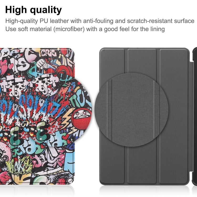 For Lenovo Tab P11 Gen 2 Custer Painted 3-Fold Holder Leather Smart Tablet Case(Graffiti) - Lenovo by PMC TechLife | Online Shopping South Africa | PMC TechLife | Buy Now Pay Later Mobicred