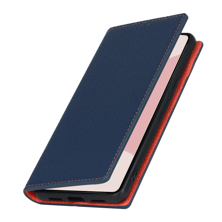 For Google Pixel 7 5G Litchi Texture Genuine Leather Phone Case(Dark Blue) - Google Cases by PMC TechLife | Online Shopping South Africa | PMC TechLife | Buy Now Pay Later Mobicred