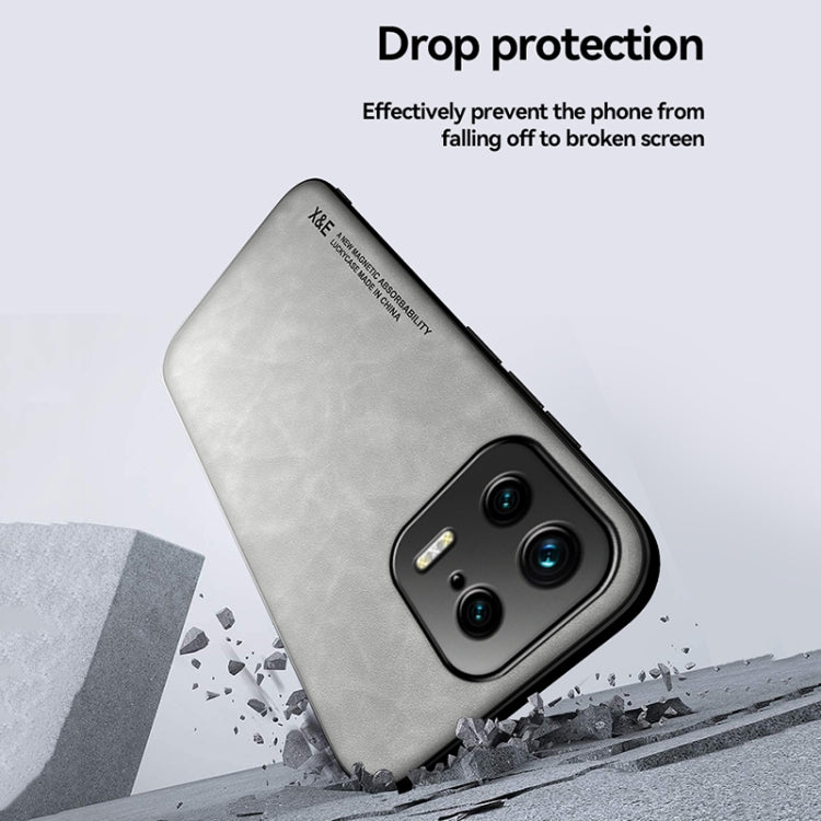 For Xiaomi 13 Skin Feel Magnetic Leather Back Phone Case(Light Grey) - 13 Cases by PMC TechLife | Online Shopping South Africa | PMC TechLife