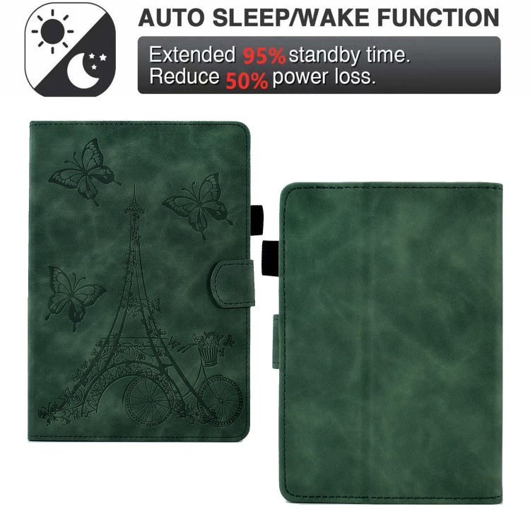 For Amazon Kindle Paperwhite 5 Tower Embossed Leather Smart Tablet Case(Green) - free shipping - PMC TechLife - Order now!