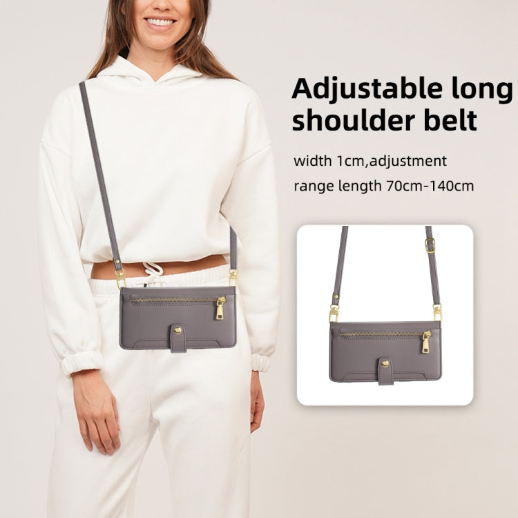 For Huawei Mate 50 Sheep Texture Cross-body Zipper Wallet Leather Phone Case(Grey) - Huawei Cases by PMC TechLife | Online Shopping South Africa | PMC TechLife | Buy Now Pay Later Mobicred