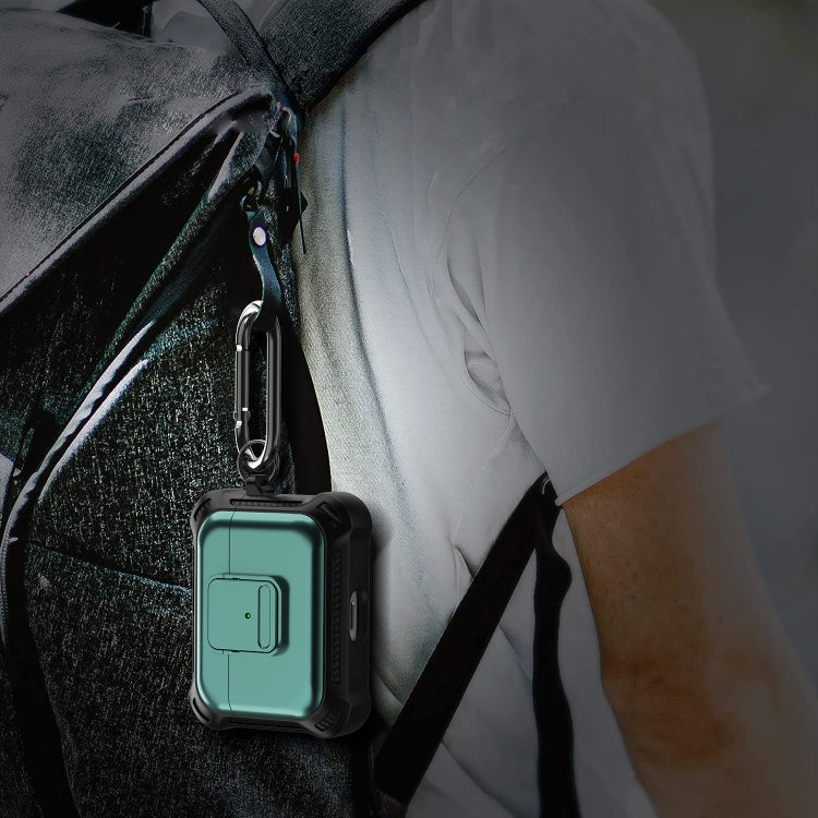 For AirPods Pro TPU + PC Shockproof Earphone Protective Case with Switch(Army Green) - For AirPods Pro by PMC Jewellery | Online Shopping South Africa | PMC Jewellery | Buy Now Pay Later Mobicred