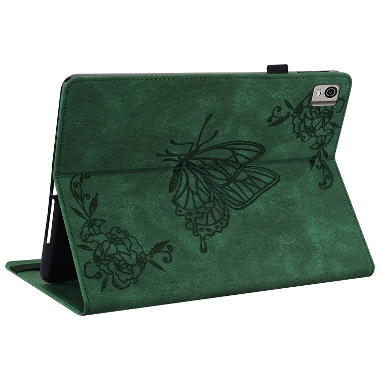 For Nokia T21 Butterfly Flower Embossed Leather Tablet Case(Green) - free shipping - PMC TechLife - Order now!