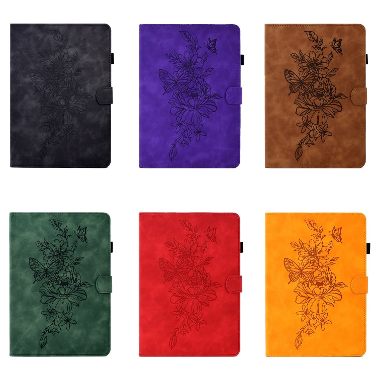 Peony Butterfly Embossed Leather Tablet Case For Huawei MatePad T 10 / T 10s / Honor Tablet Enjoy 2 / Pad X6 / Pad 6(Khaki) - Honor by PMC TechLife | Online Shopping South Africa | PMC TechLife | Buy Now Pay Later Mobicred