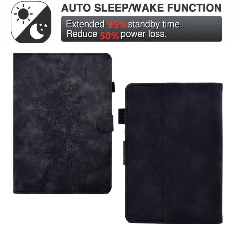 For Amazon Kindle 11th 2024 / 2022 Peony Butterfly Embossed Leather Smart Tablet Case(Black) - Amazon by PMC TechLife | Online Shopping South Africa | PMC TechLife | Buy Now Pay Later Mobicred