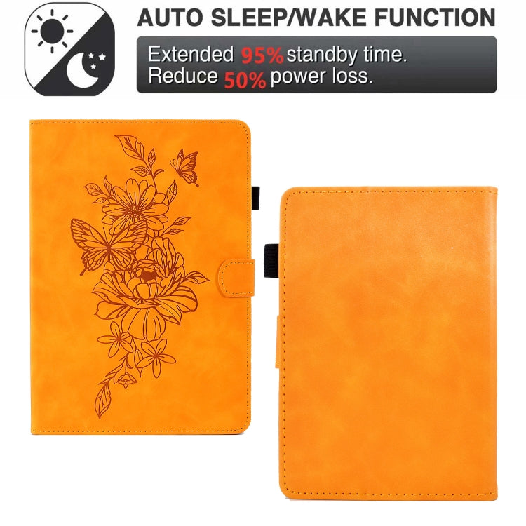 For Amazon Kindle Paperwhite 5 Peony Butterfly Embossed Leather Smart Tablet Case(Khaki) - Amazon by PMC TechLife | Online Shopping South Africa | PMC TechLife | Buy Now Pay Later Mobicred