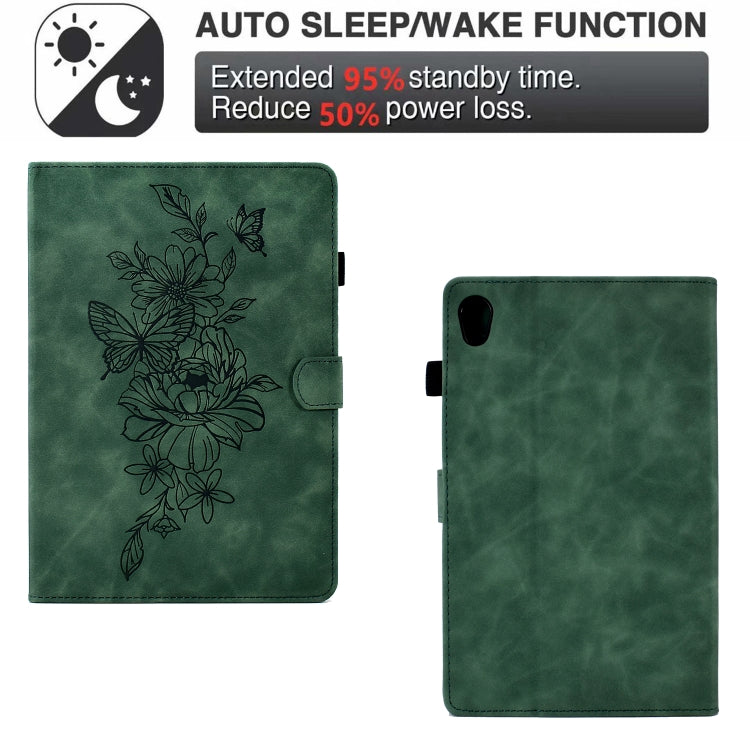 For Lenovo Tab M10 Gen 2 Peony Butterfly Embossed Leather Smart Tablet Case(Green) - Lenovo by PMC TechLife | Online Shopping South Africa | PMC TechLife | Buy Now Pay Later Mobicred