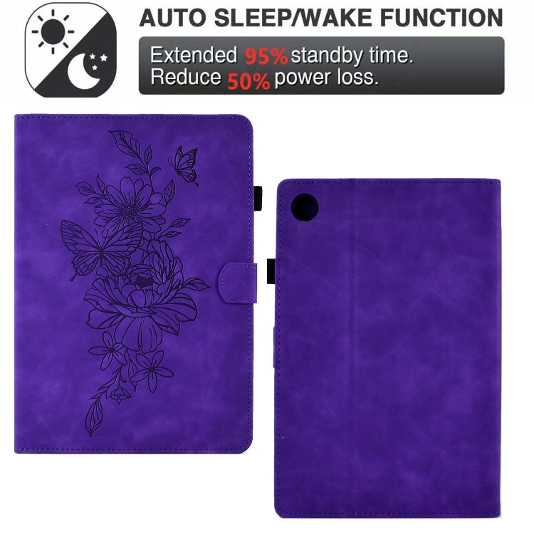 For Lenovo Tab M10 Plus Peony Butterfly Embossed Leather Smart Tablet Case(Purple) - Lenovo by PMC TechLife | Online Shopping South Africa | PMC TechLife | Buy Now Pay Later Mobicred