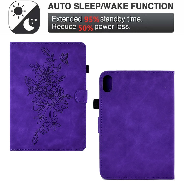 For Lenovo Tab P11 Peony Butterfly Embossed Leather Smart Tablet Case(Purple) - Lenovo by PMC TechLife | Online Shopping South Africa | PMC TechLife | Buy Now Pay Later Mobicred