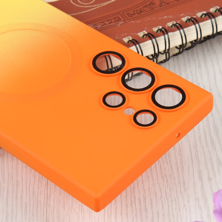 For Samsung Galaxy S23 5G Liquid TPU Silicone Gradient MagSafe Phone Case(Orange Yellow) - Galaxy S23 5G Cases by PMC TechLife | Online Shopping South Africa | PMC TechLife