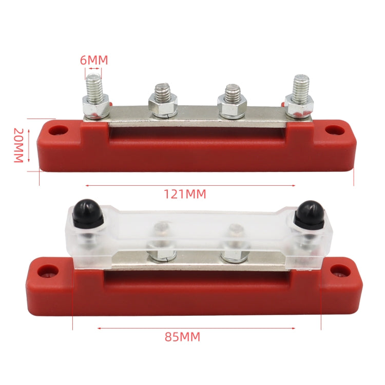 CP-3118 150A 12-48V RV Yacht Single-row 2-way Busbar with 4pcs Terminals(Red) - Booster Cable & Clip by PMC TechLife | Online Shopping South Africa | PMC TechLife | Buy Now Pay Later Mobicred