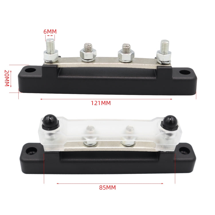 CP-3119 150A 12-48V RV Yacht Single-row 2-way Busbar with 4pcs Terminals(Black) - Booster Cable & Clip by PMC TechLife | Online Shopping South Africa | PMC TechLife | Buy Now Pay Later Mobicred