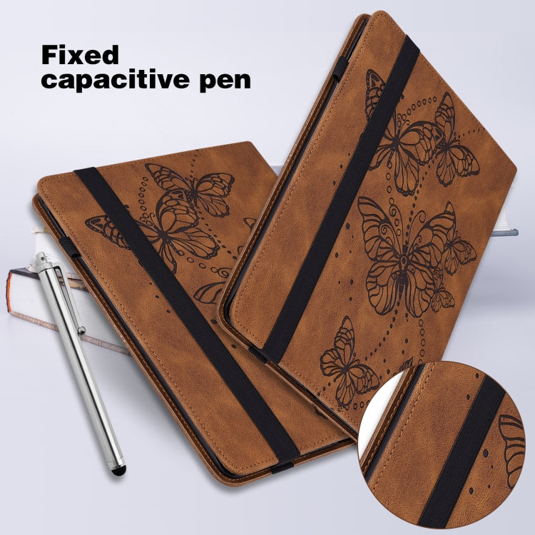For Lenovo Tab M9 Embossed Butterfly Pattern Leather Tablet Case(Brown) - Lenovo by PMC TechLife | Online Shopping South Africa | PMC TechLife | Buy Now Pay Later Mobicred