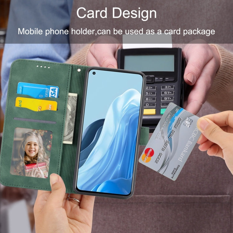 For OPPO Reno7 5G Dierfeng Dream Line Leather Phone Case(Green) - OPPO Cases by PMC TechLife | Online Shopping South Africa | PMC TechLife | Buy Now Pay Later Mobicred